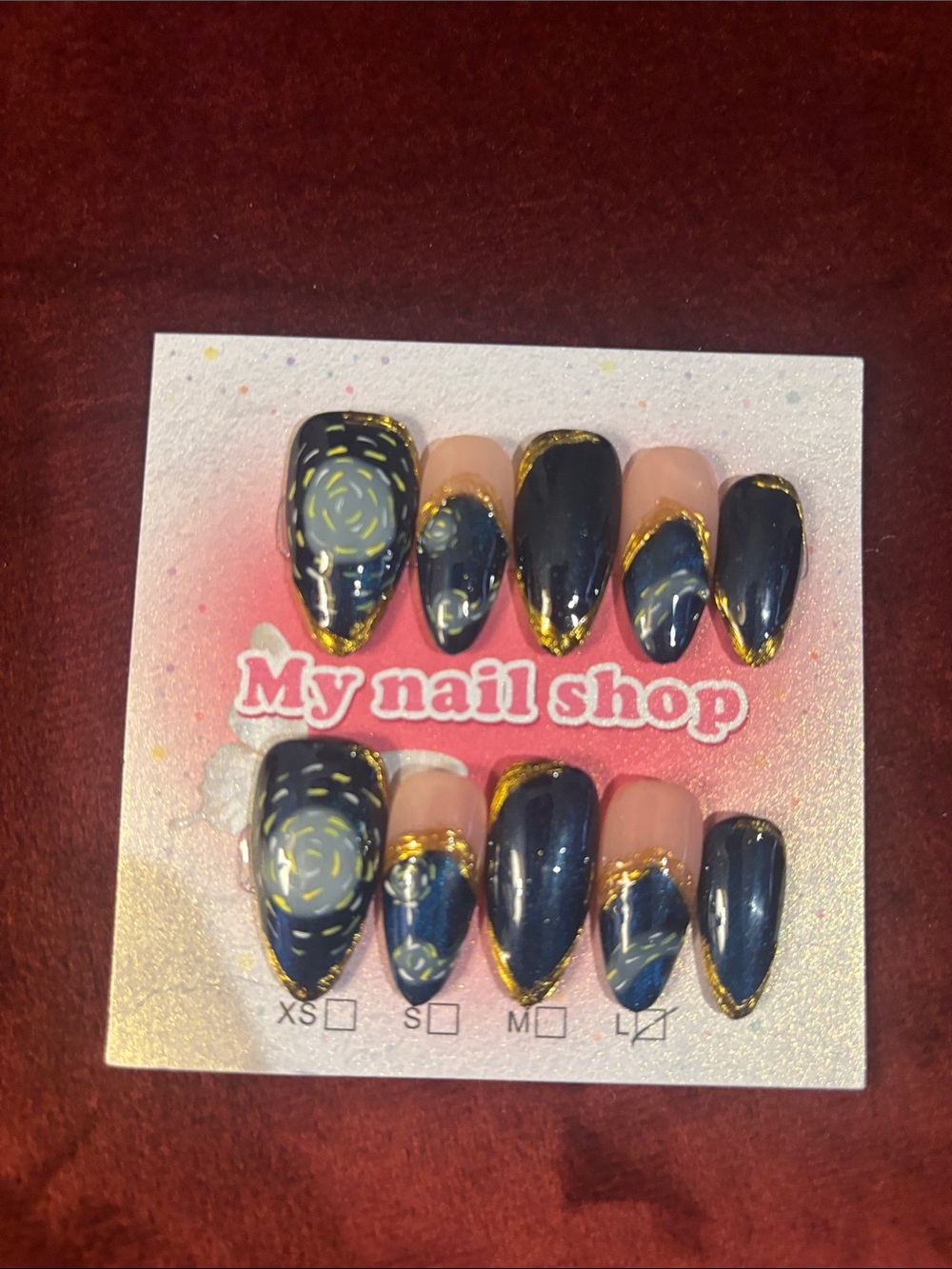 Navy and Gold Press-On Nail Set